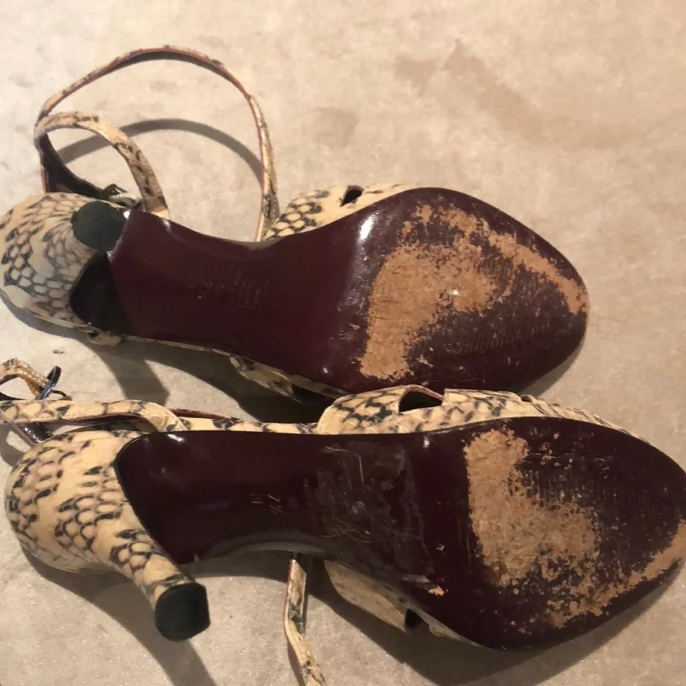 Via SPIGA Italian snake skin embellished heels